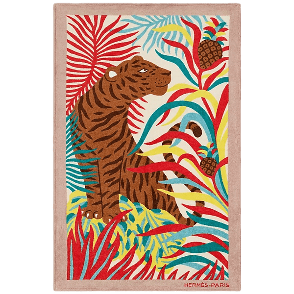 HERMES Tapis de Plage Tigre a L'ananas Terry Beach Towel 90 x 150