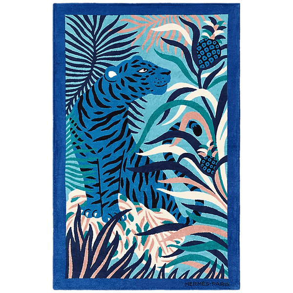 HERMES Tigre a L'ananas Blue Terry Towel Towel 90 x 150 cm