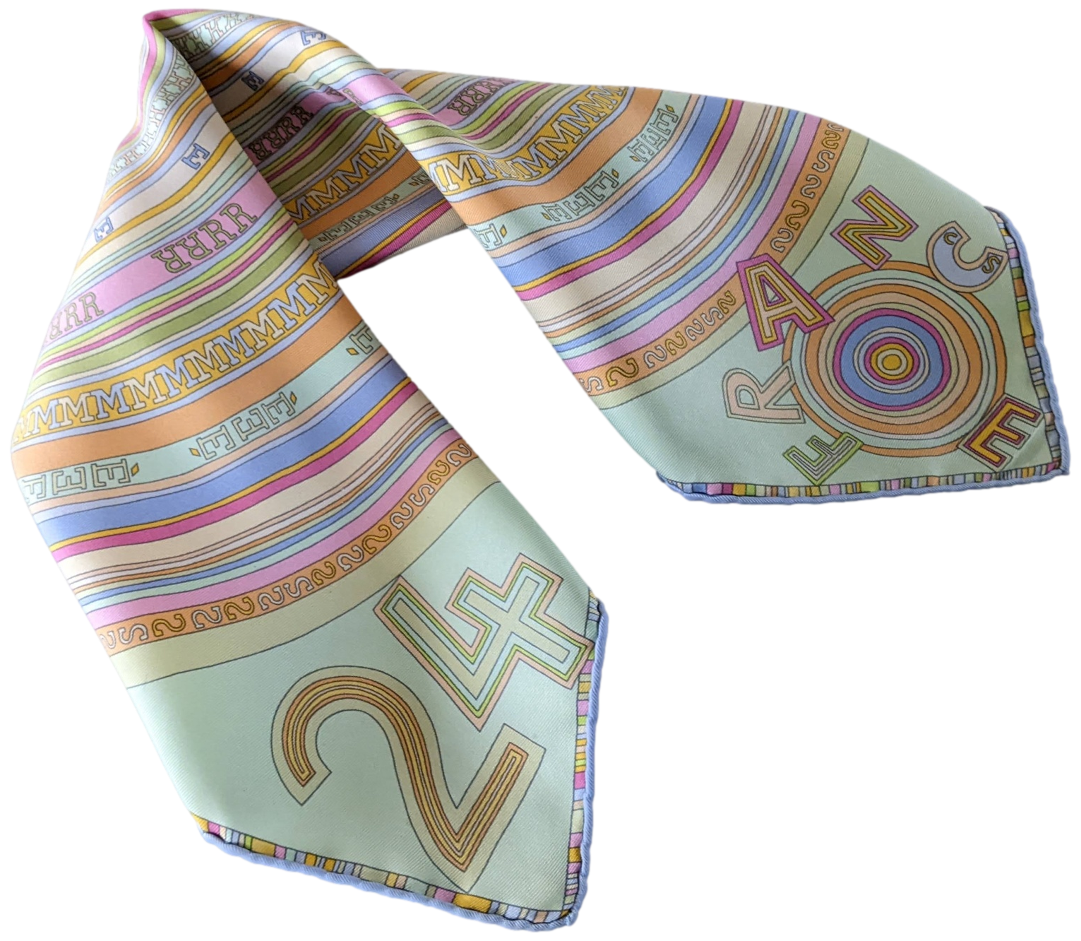 HERMES TOHU BOHU Pistache/Rose Twill Gavroche 45 x 45 cm