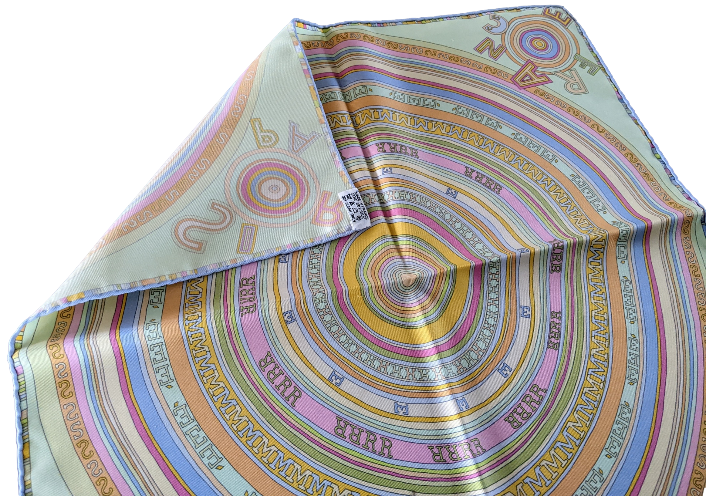 HERMES TOHU BOHU Pistache/Rose Twill Gavroche 45 x 45 cm