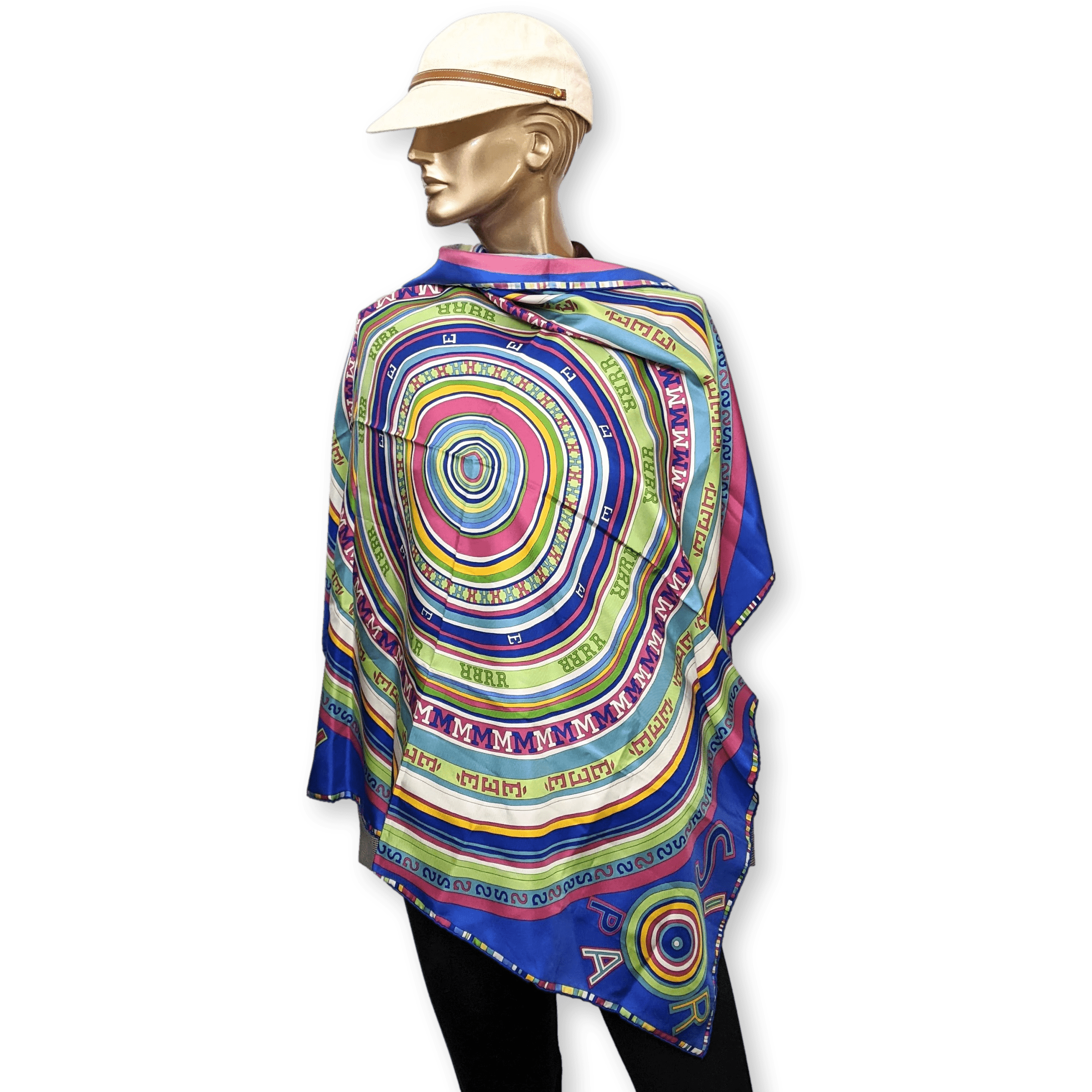 HERMES Blue Tohu Bohu Twill Silk Scarf 90 x 90 cm