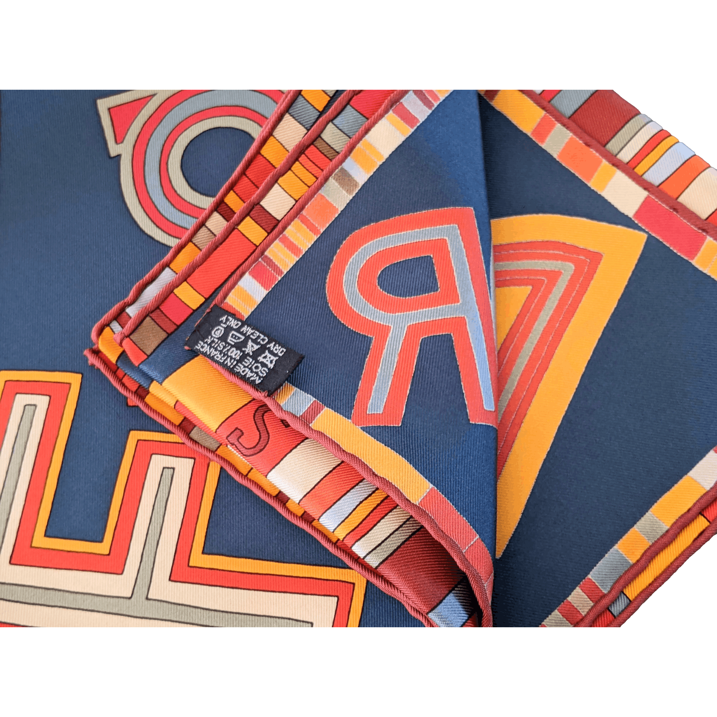 HERMES Tohu Bohu Claudia Stuhlhofer-Mayr Scarf 90 Silk Twill With Box Rare Blue Multicolor