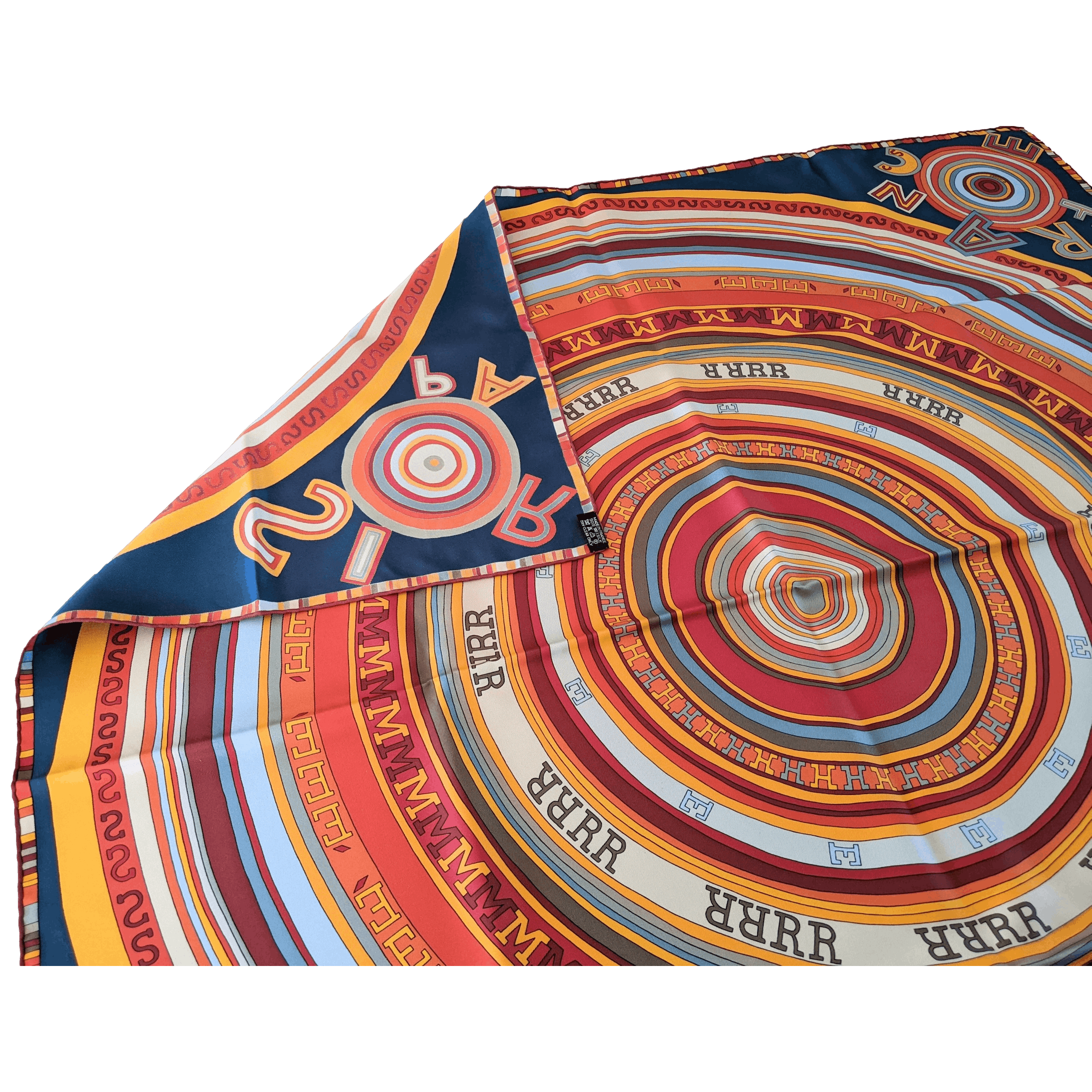HERMES Tohu Bohu Claudia Stuhlhofer-Mayr Scarf 90 Silk Twill With Box Rare Blue Multicolor