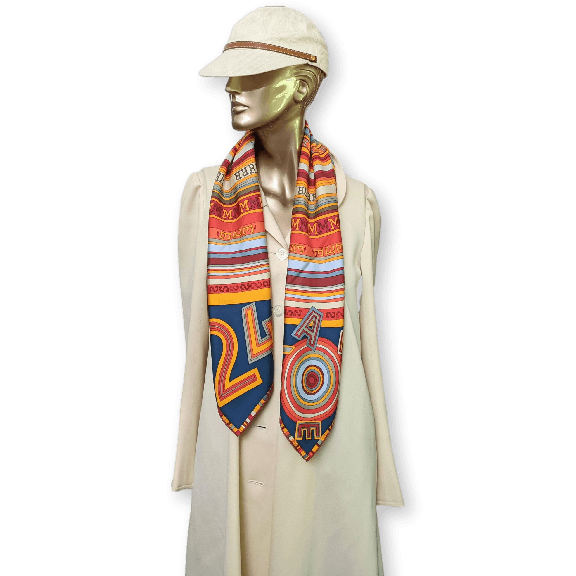 HERMES Tohu Bohu Claudia Stuhlhofer-Mayr Scarf 90 Silk Twill With Box Rare Blue Multicolor