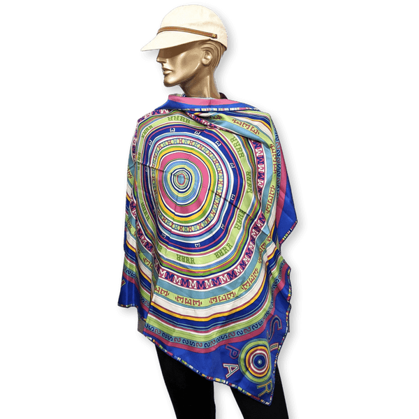 HERMES Blue Tohu Bohu Twill Silk Scarf 90 x 90 cm