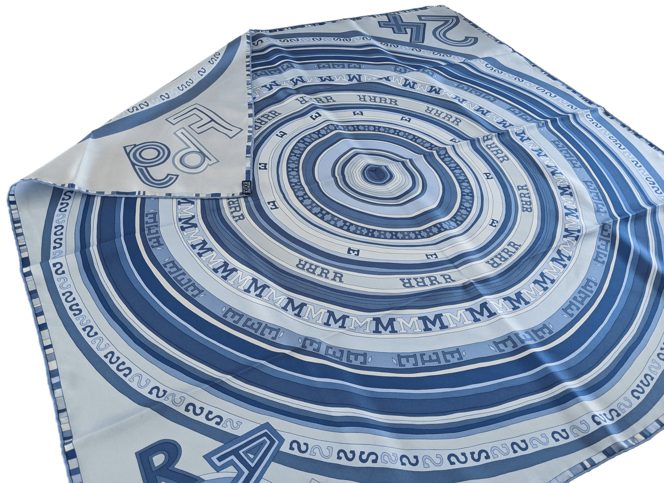 HERMES Blue Tohu Bohu Twill Silk Scarf 90 x 90 cm