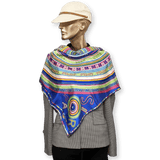 HERMES Blue Tohu Bohu Twill Silk Scarf 90 x 90 cm