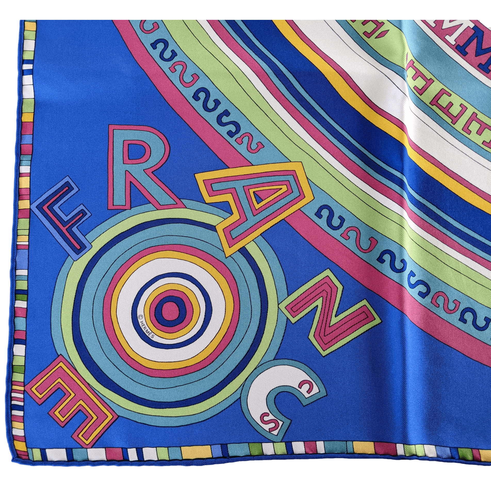 HERMES Cobalt Bluei Tohu Bohu by Claudia Sthulhofer-Mayr Twill Silk Scarf 90 x 90 cm