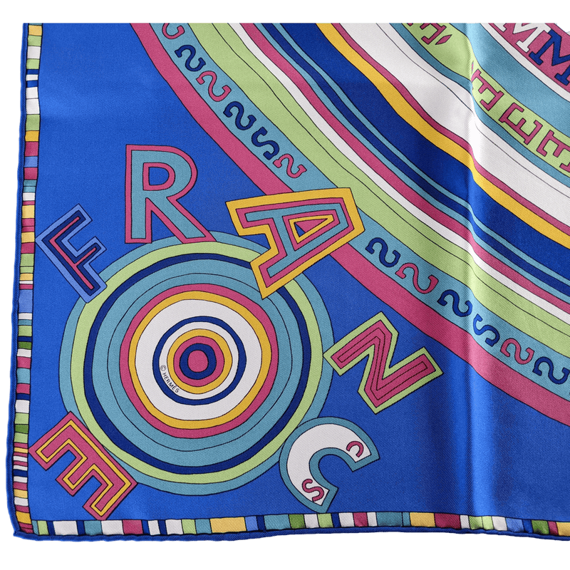 HERMES Cobalt Bluei Tohu Bohu by Claudia Sthulhofer-Mayr Twill Silk Scarf 90 x 90 cm