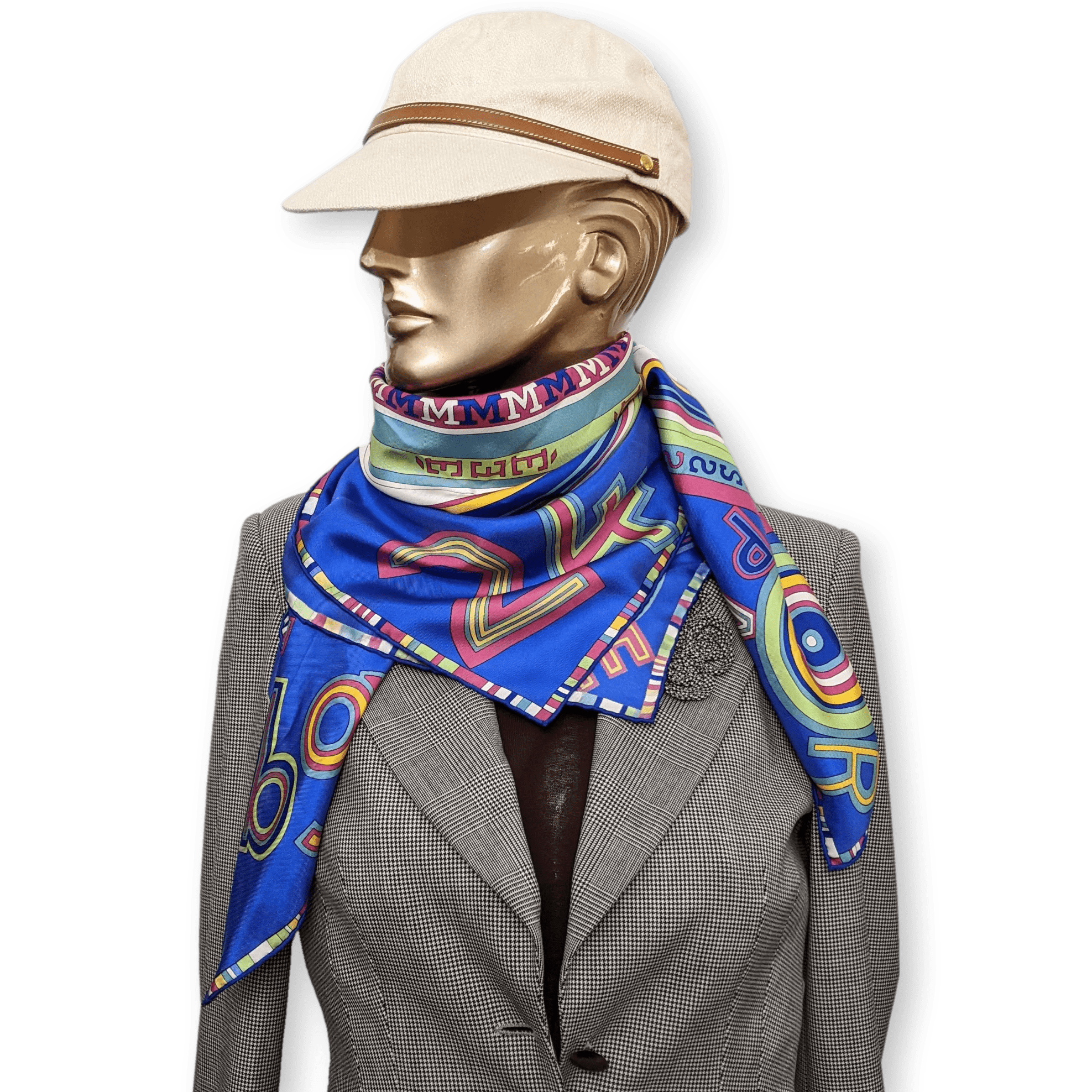 HERMES Blue Tohu Bohu Twill Silk Scarf 90 x 90 cm