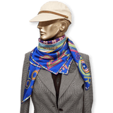 HERMES Blue Tohu Bohu Twill Silk Scarf 90 x 90 cm