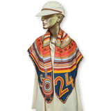 HERMES Tohu Bohu Claudia Stuhlhofer-Mayr Scarf 90 Silk Twill With Box Rare Blue Multicolor