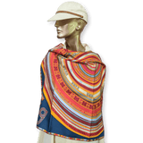 HERMES Tohu Bohu Claudia Stuhlhofer-Mayr Scarf 90 Silk Twill With Box Rare Blue Multicolor