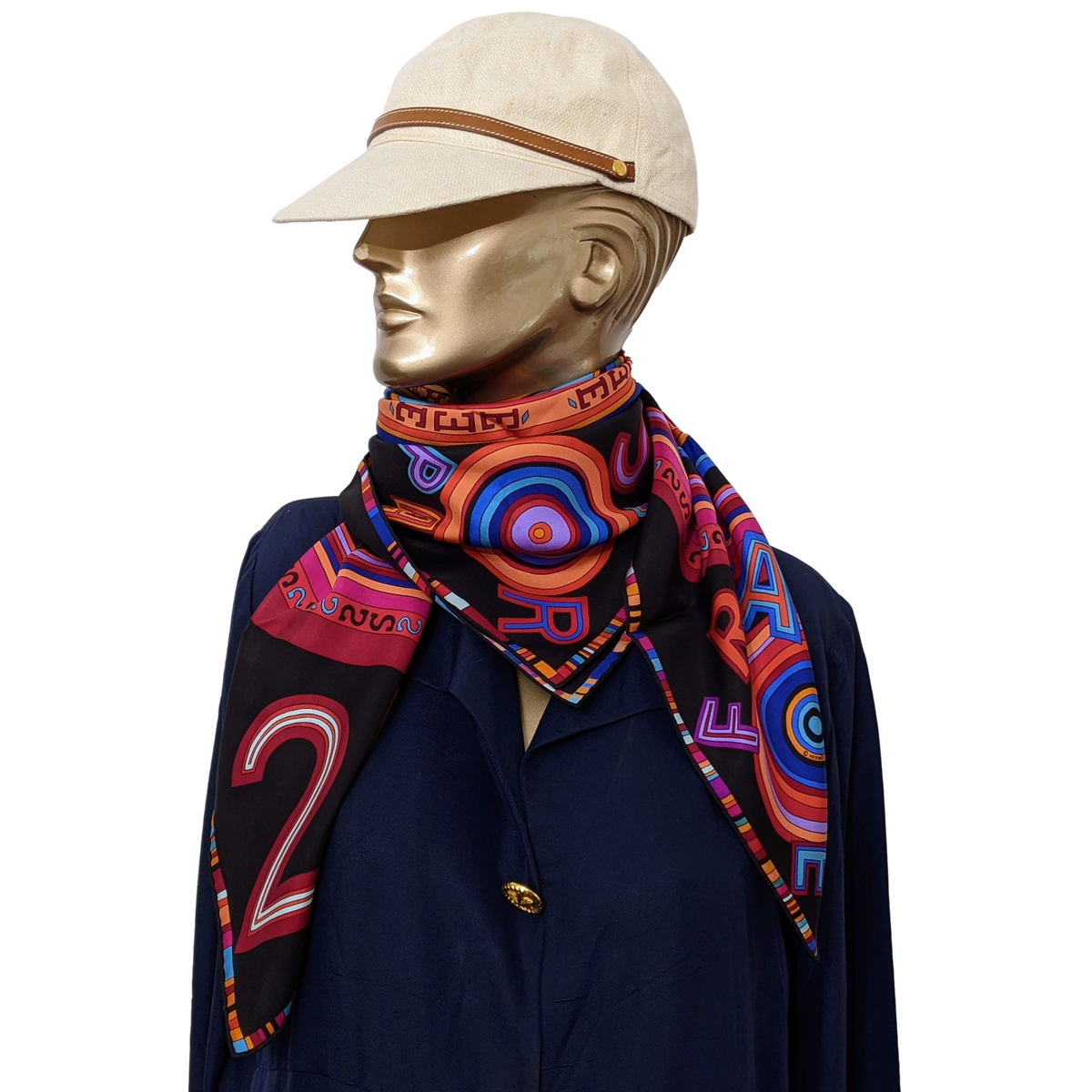 HERMES TOHU BOHU 2004 Black/Multi Twill Silk Scarf 90 x 90 cm