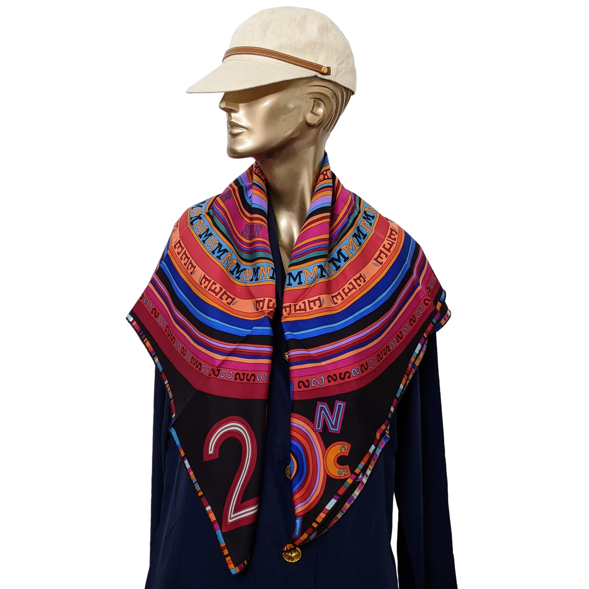 HERMES TOHU BOHU 2004 Black/Multi Twill Silk Scarf 90 x 90 cm