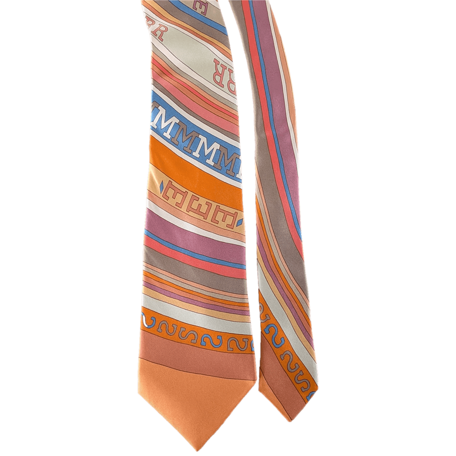 HERMES Orange Tohu Bohu Tie in Twill Silk X cm in Box