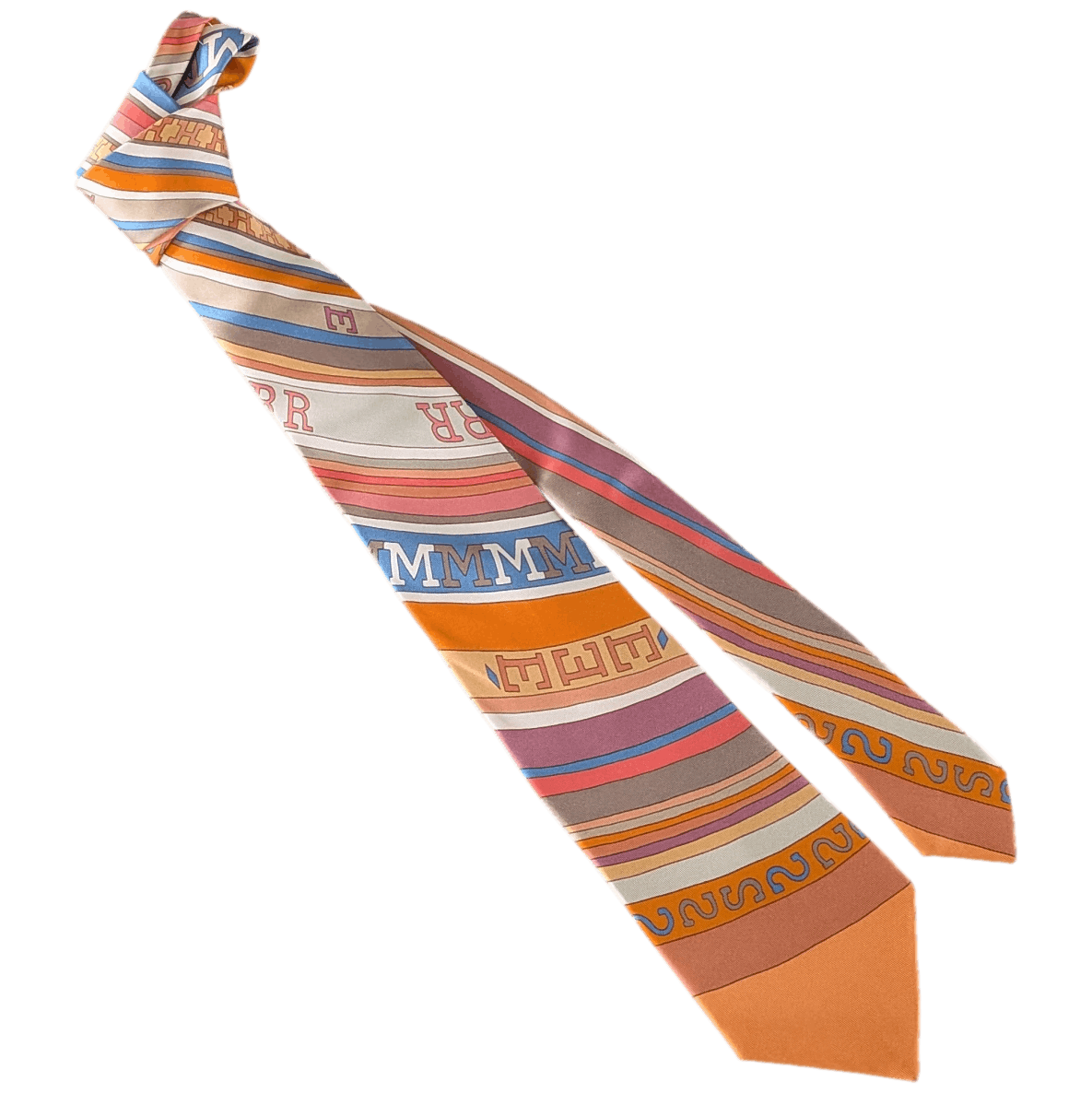 HERMES Orange Tohu Bohu Tie in Twill Silk X cm in Box