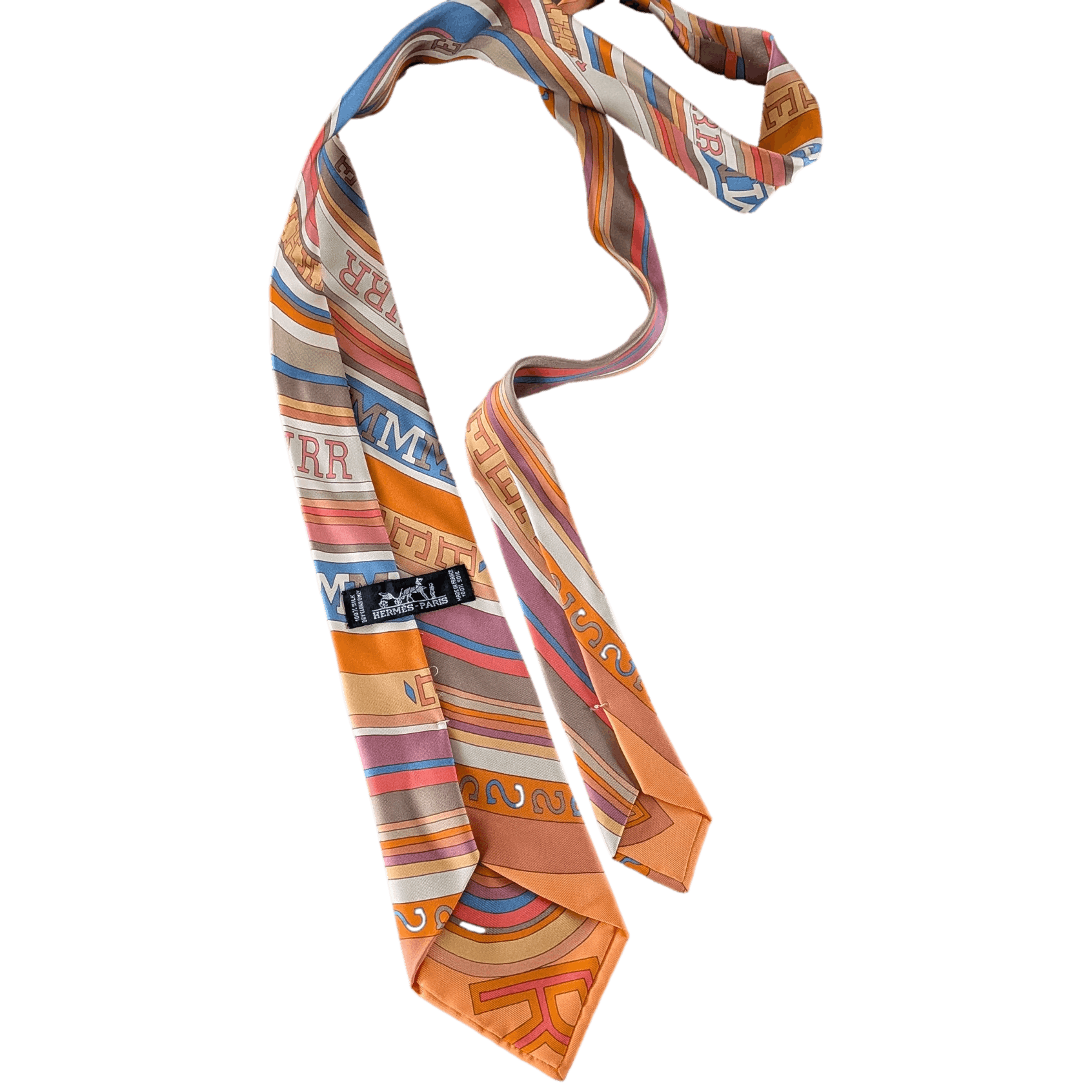 HERMES Orange Tohu Bohu Tie in Twill Silk X cm in Box
