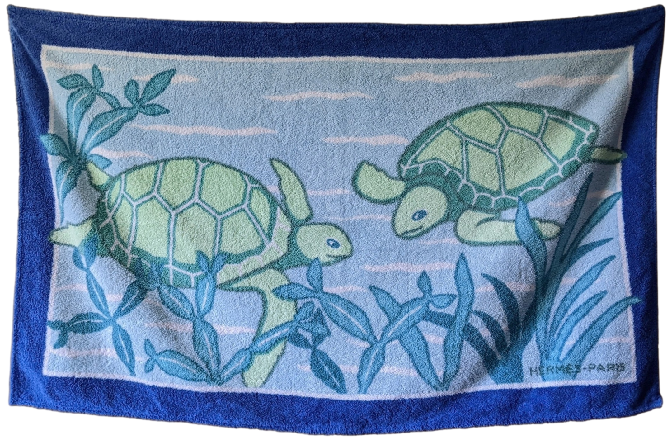 HERMES TORTUES Tapis de Plage Terry Beach Towel 90 x 150 cm