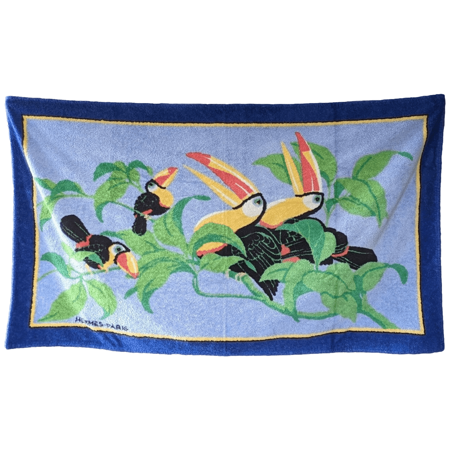 HERMES Toucans Terry Cotton Beach Towel 90 x 150 cm