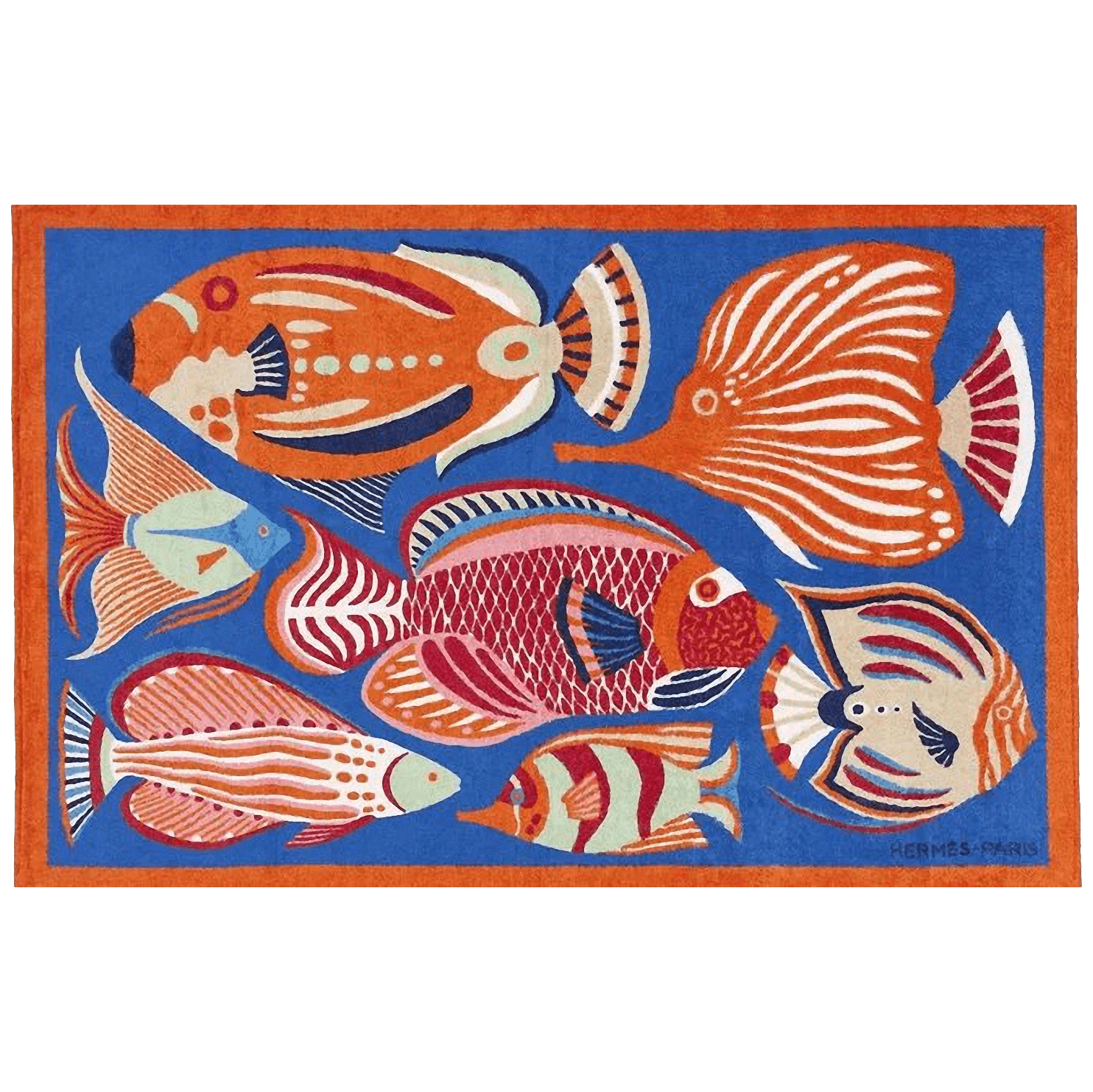 HERMES Traffic Jam Fishes Terry Beach Towel 90 x 150 cm