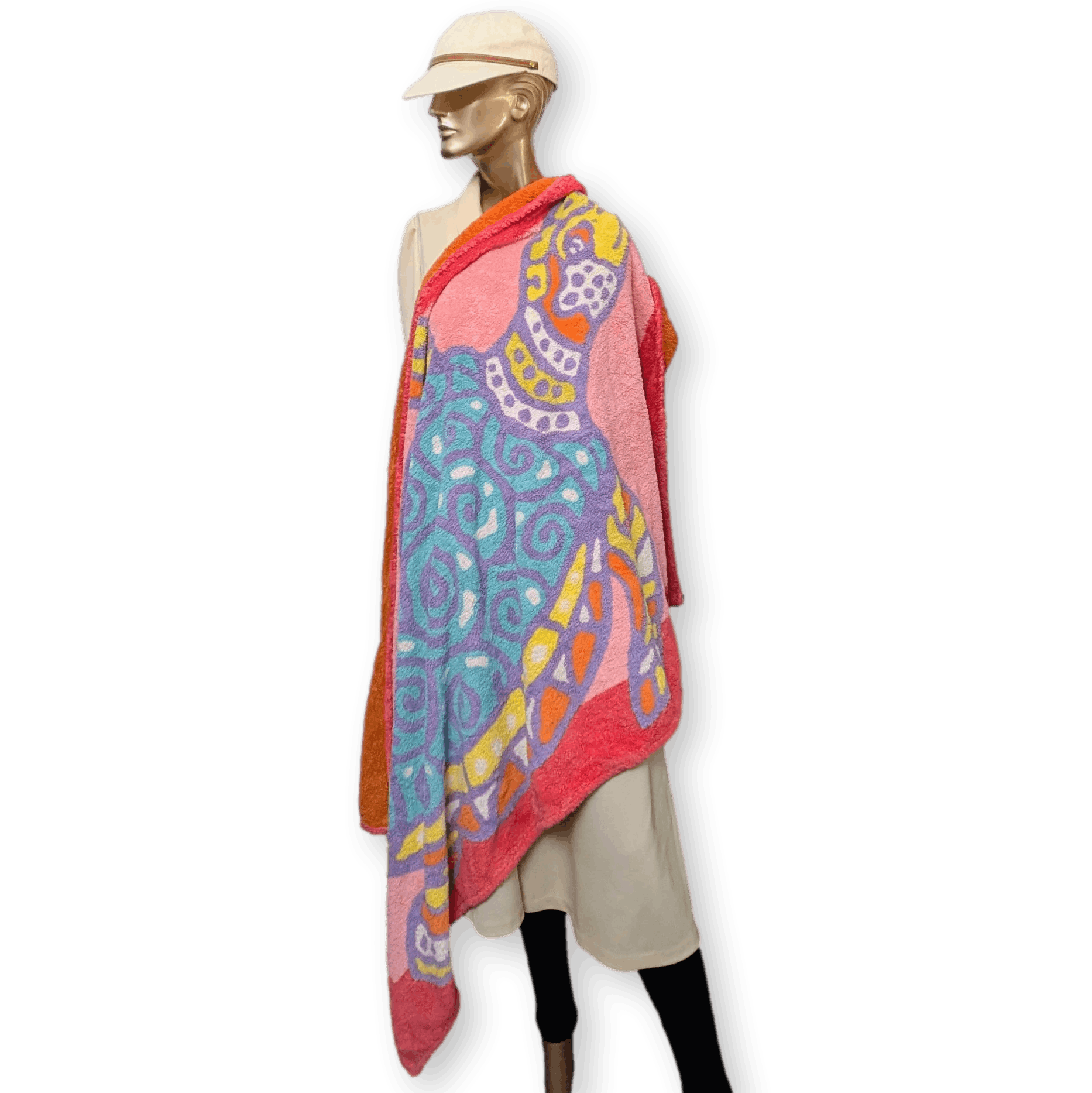 HERMES Turtle Beach Towel GM 90 x 150 cm Pink Turquoise Pristine Condition