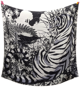 Hermes 2015 Noir/Blanc B/W "Tyger Tyger" by Alice Shirley Cashmere Shawl 140 x 140 cm