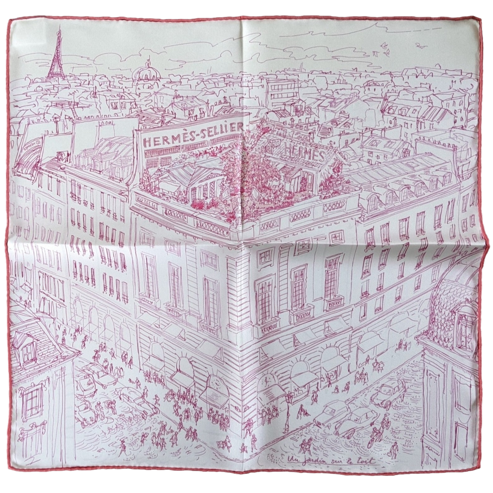 HERMES UN JARDIN SUR LE TOIT 2019 Gavroche Pochette Twill 45 x 45 cm