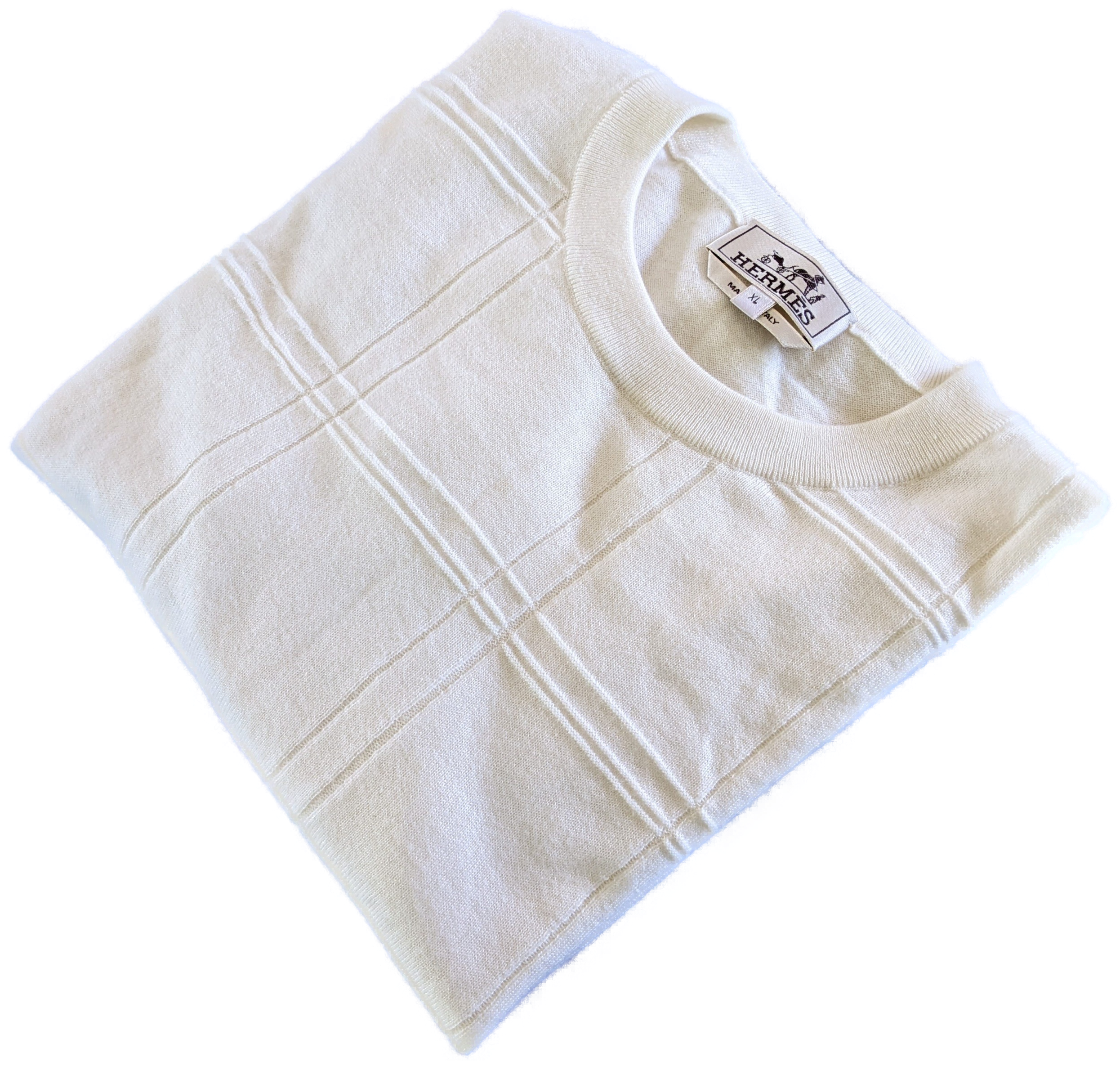 HERMES VAGUE DE CARREAUX Cahsmere/Cotton Crewneck Sweater SzXL