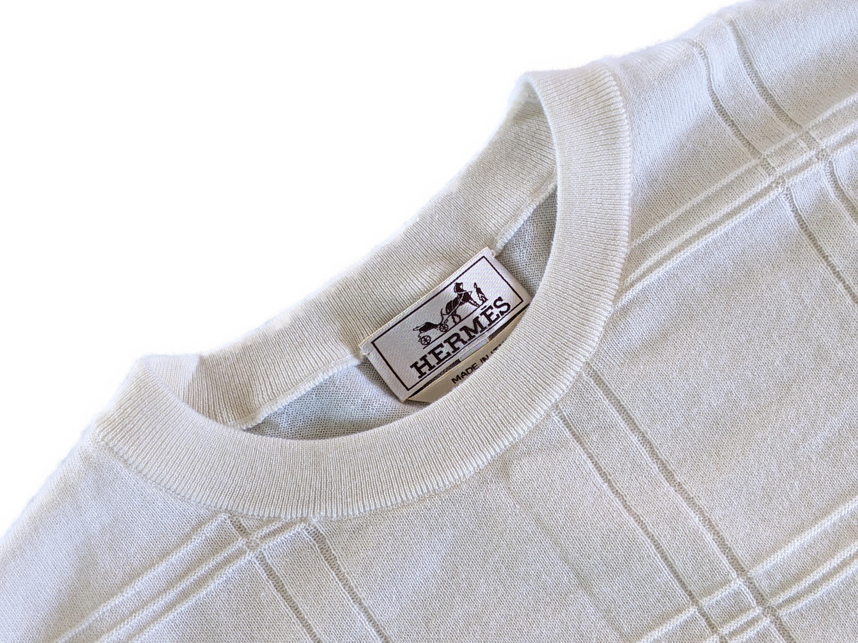HERMES VAGUE DE CARREAUX Cahsmere/Cotton Crewneck Sweater SzXL