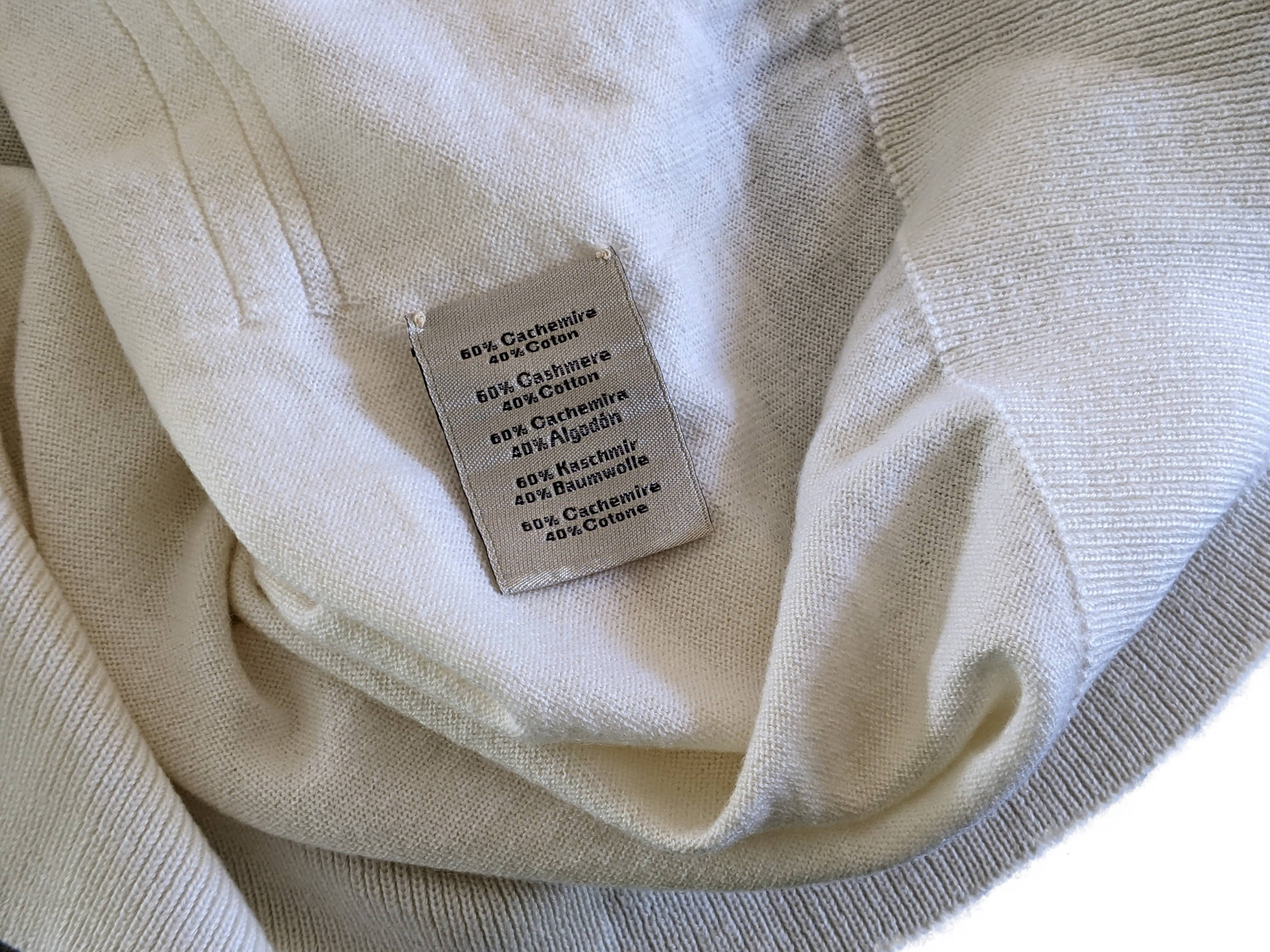 HERMES VAGUE DE CARREAUX Cahsmere/Cotton Crewneck Sweater SzXL