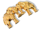 Hermes Vintage 1990cms Plated Yellow Gold ELEPHANTS Belt Buckle 32mm, Rare! - poupishop