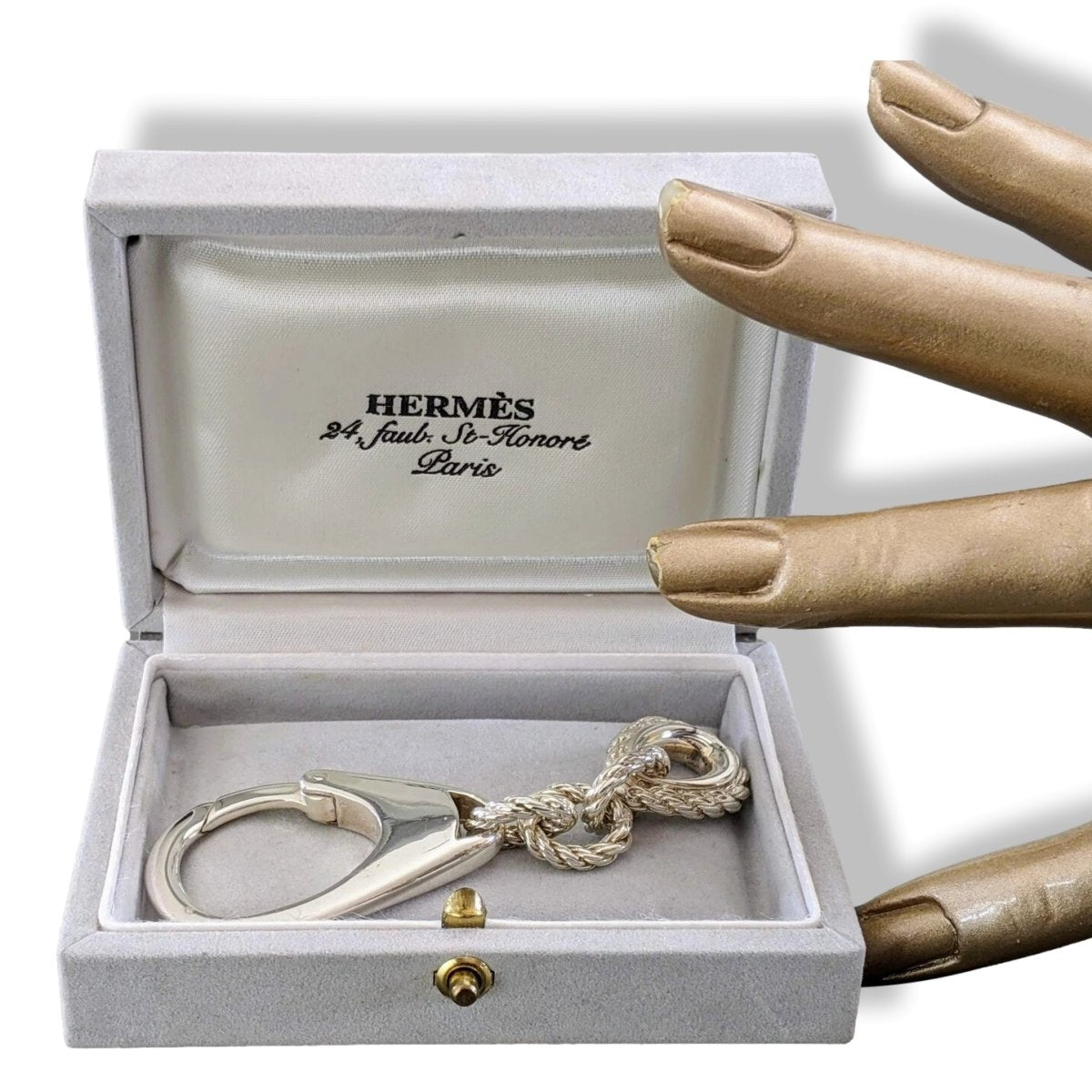 Hermes Vintage Massive AG925 Silver Cordage Key Ring KeyRings, Mint in Box! - poupishop
