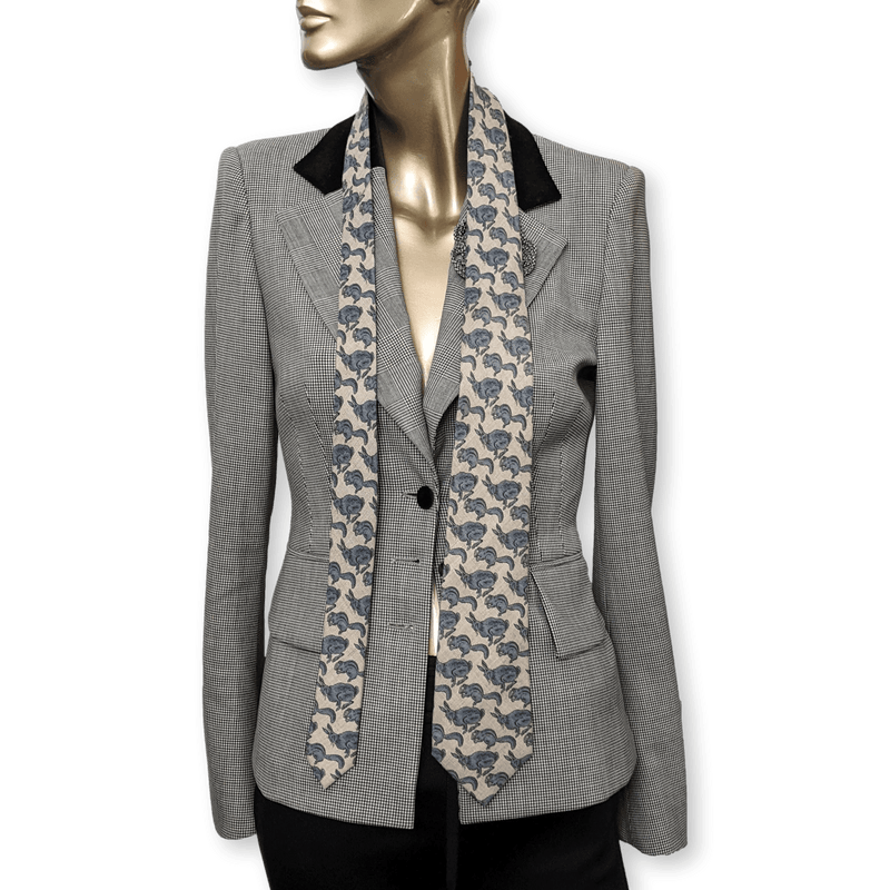 HERMES Vintage Rabbits & Squirrels Eating Cashmere/Silk Tie 8 cm