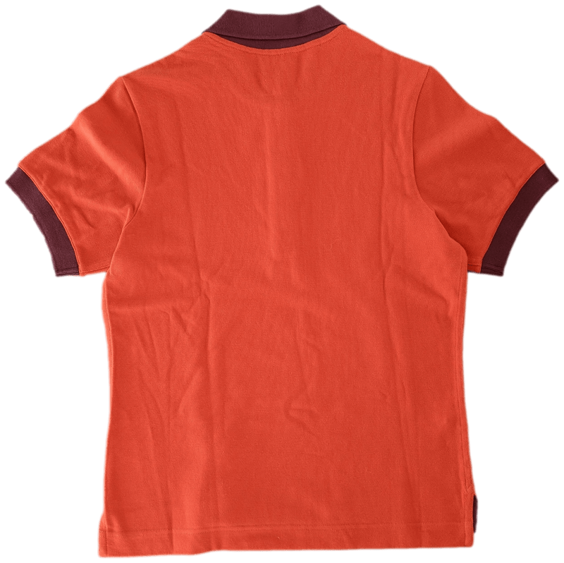 HERMES POLO SELLIER Women's Orange/Burgundy Buttoned Polo Shirt