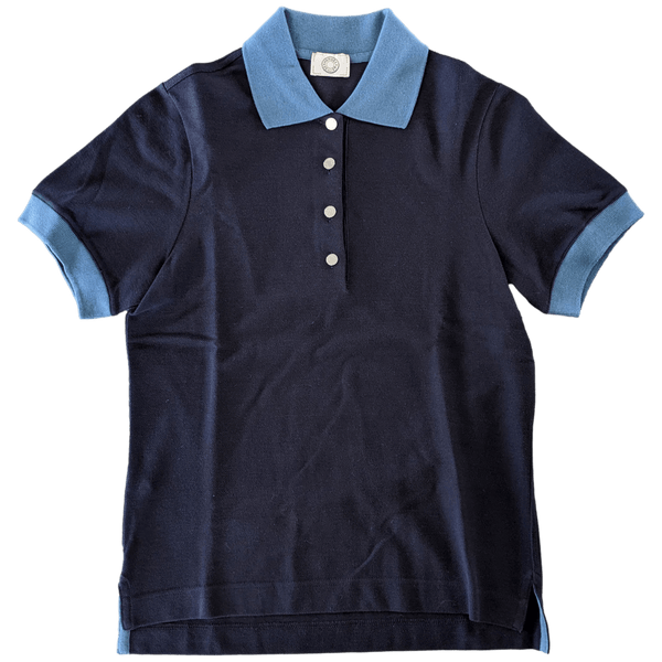 HERMES POLO SELLIER Women's Navy/Pilote Blue Buttoned Polo Shirt