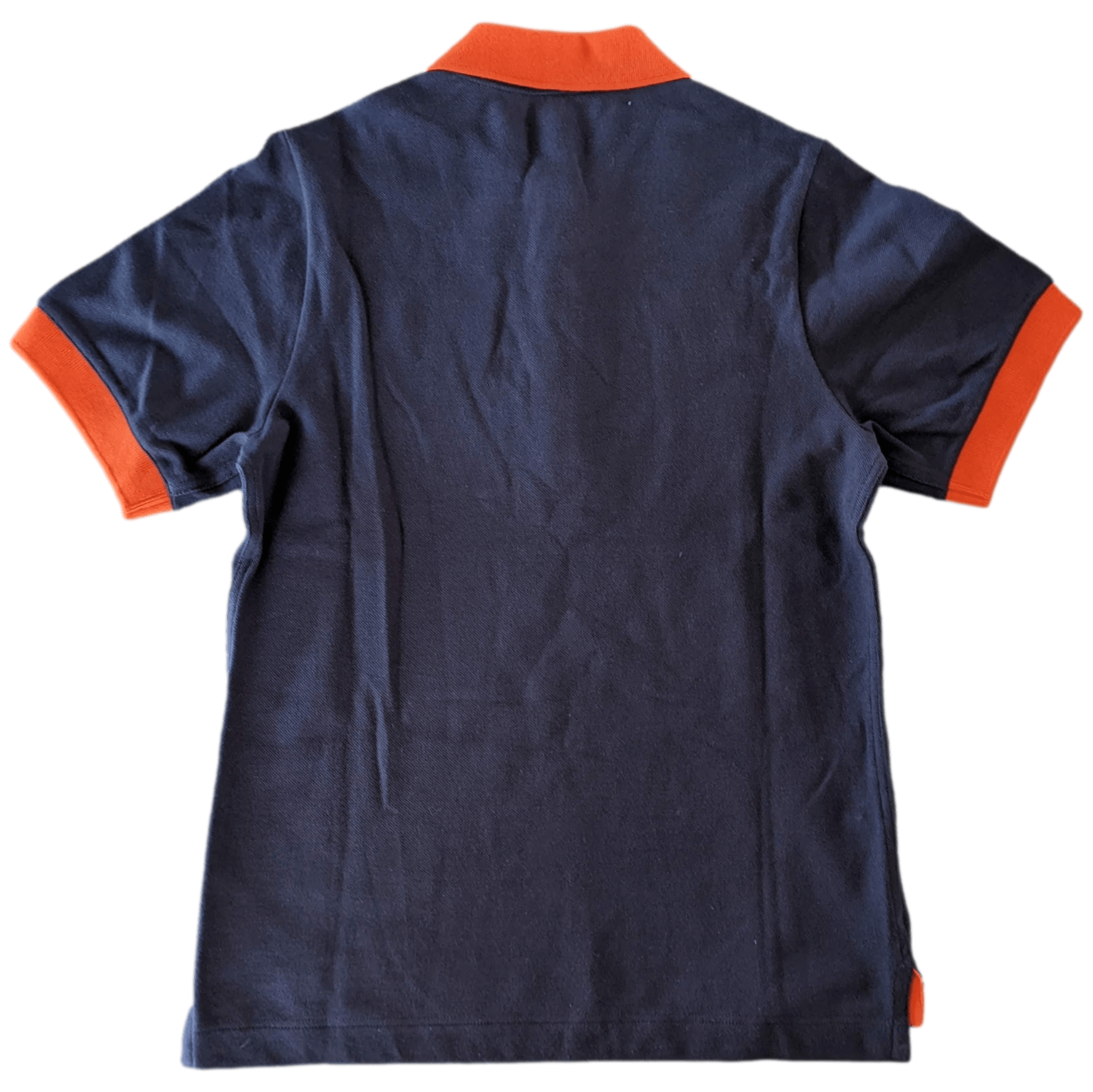 HERMES POLO SELLIER Women's Navy/Orange Buttoned Polo Shirt