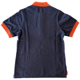 HERMES POLO SELLIER Women's Navy/Orange Buttoned Polo Shirt