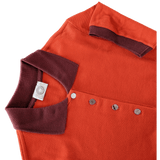 HERMES POLO SELLIER Women's Orange/Burgundy Buttoned Polo Shirt