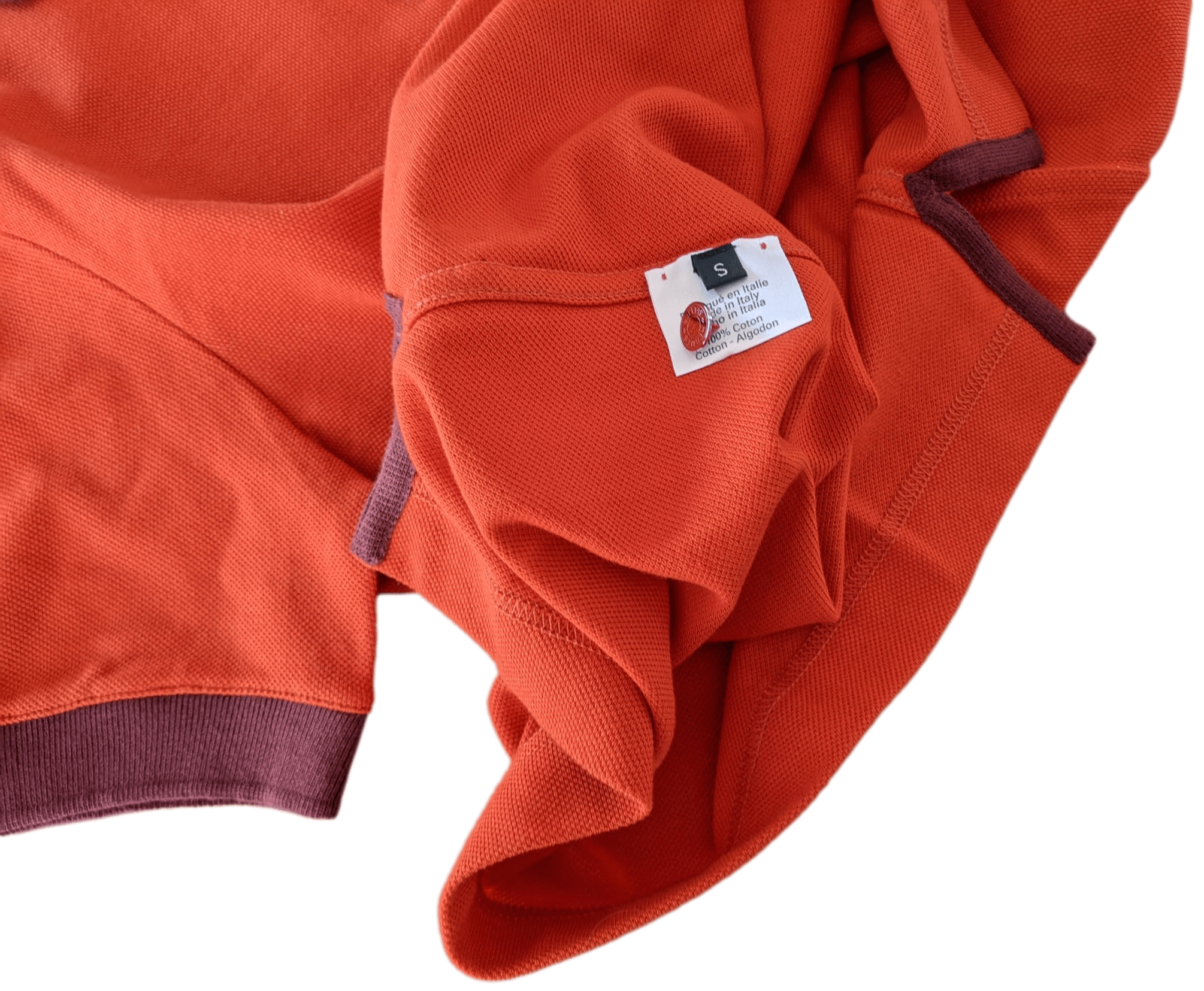 HERMES POLO SELLIER Women's Orange/Burgundy Buttoned Polo Shirt