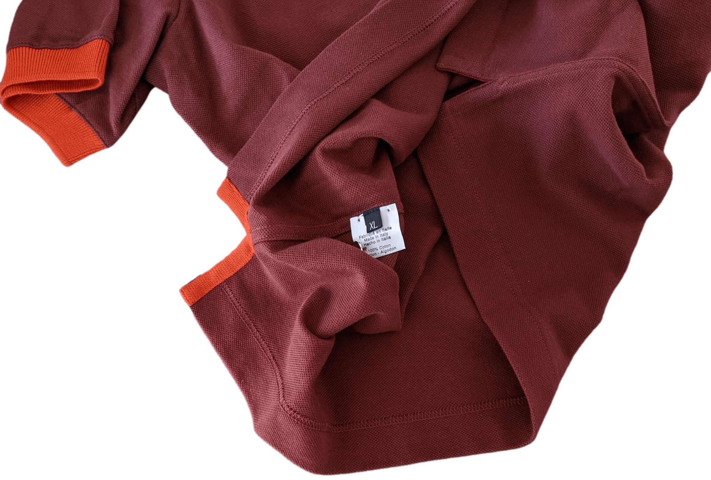 HERMES POLO SELLIER Women's Burgundy/Orange Buttoned Polo Shirt