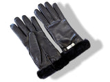 Hermes Women's Noir/Noir Lambskin/Mink Fur GANTS FEMME KELLY Gloves Sz7.5, New! - poupishop
