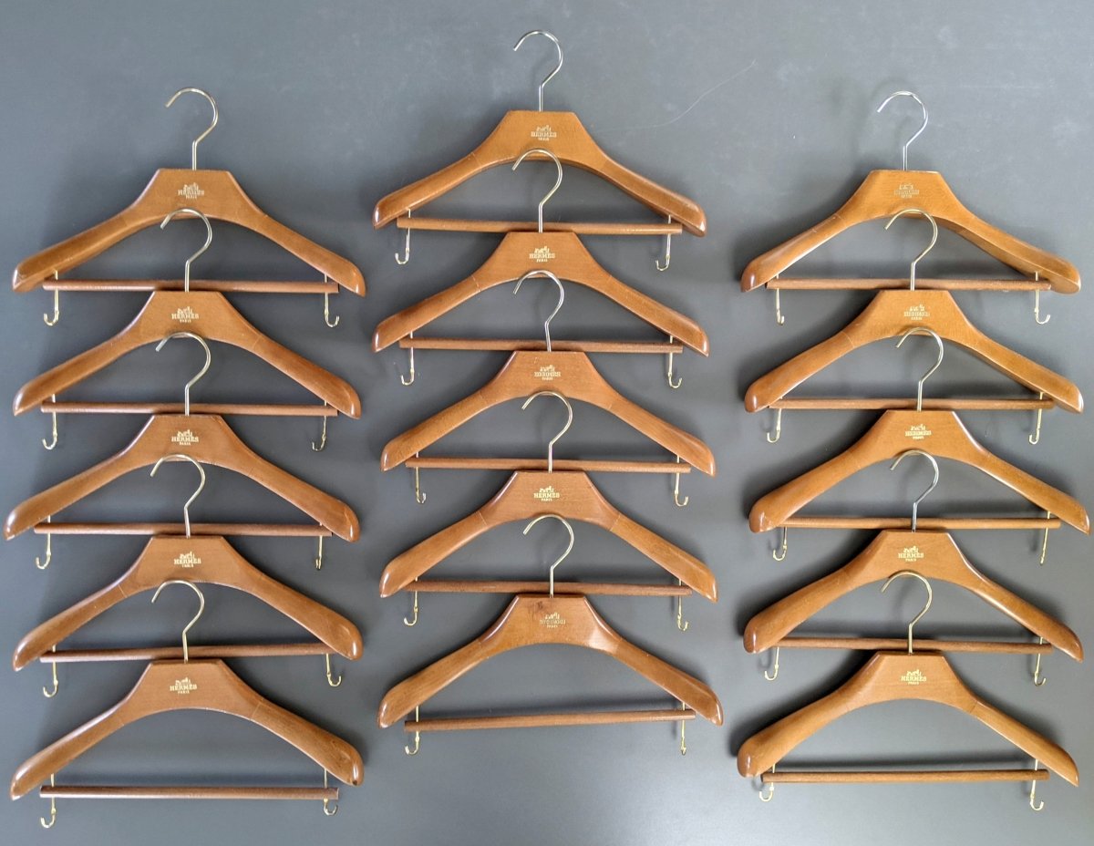 Hermes Wooden Clothing Hanger with Trouser Bar 38 cm - poupishop