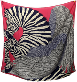 Hermes 2014 Fuchsia/Marine "Zebra Pegasus" by Alice Shirley Cashmere Shawl 140