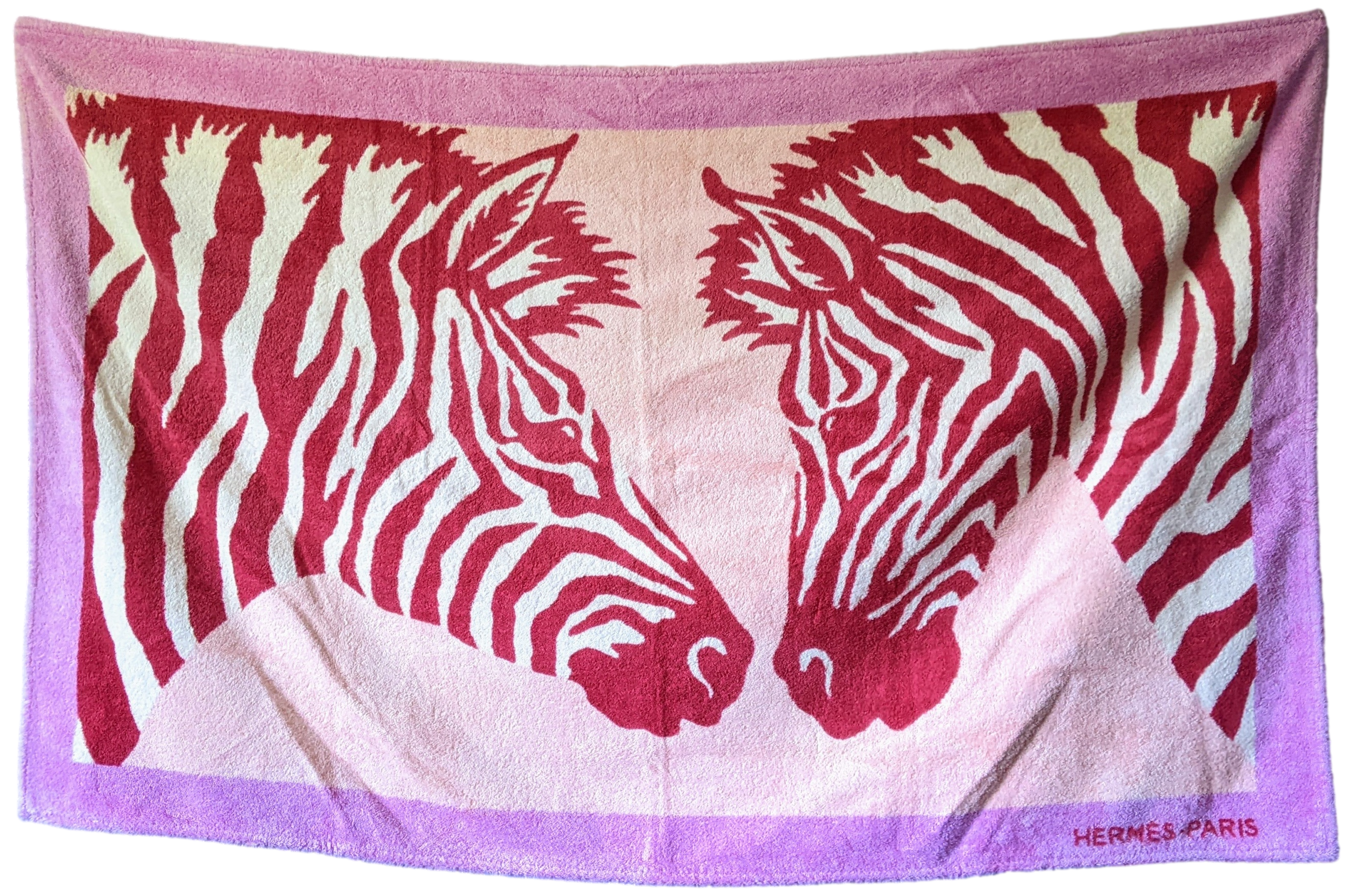 HERMES ZEBRA TWINS Tapis de Plage Terry Beach Towel 90 x 150 cm