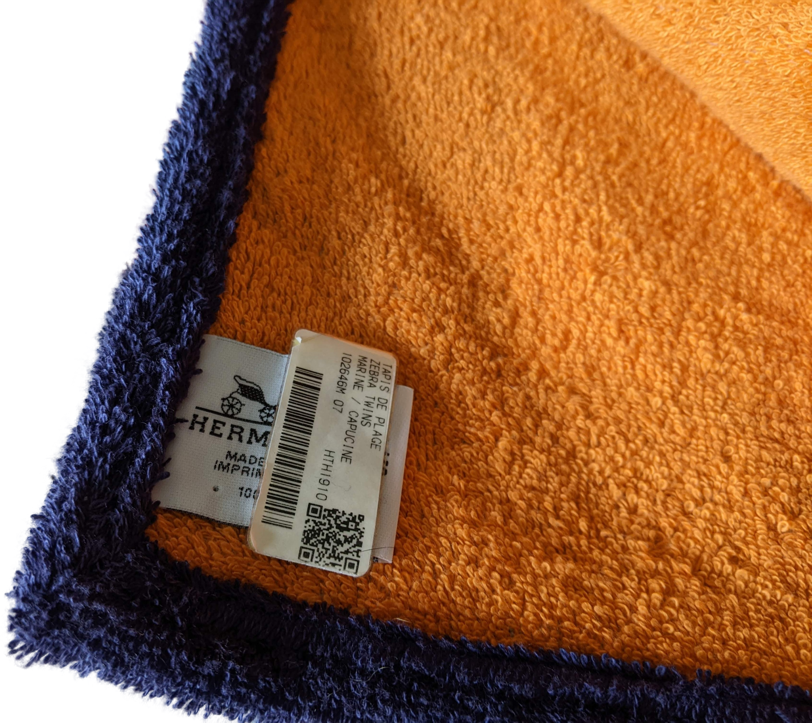 HERMES ZEBRA TWINS Tapis de Plage Terry Beach Towel 90 x 150 cm;