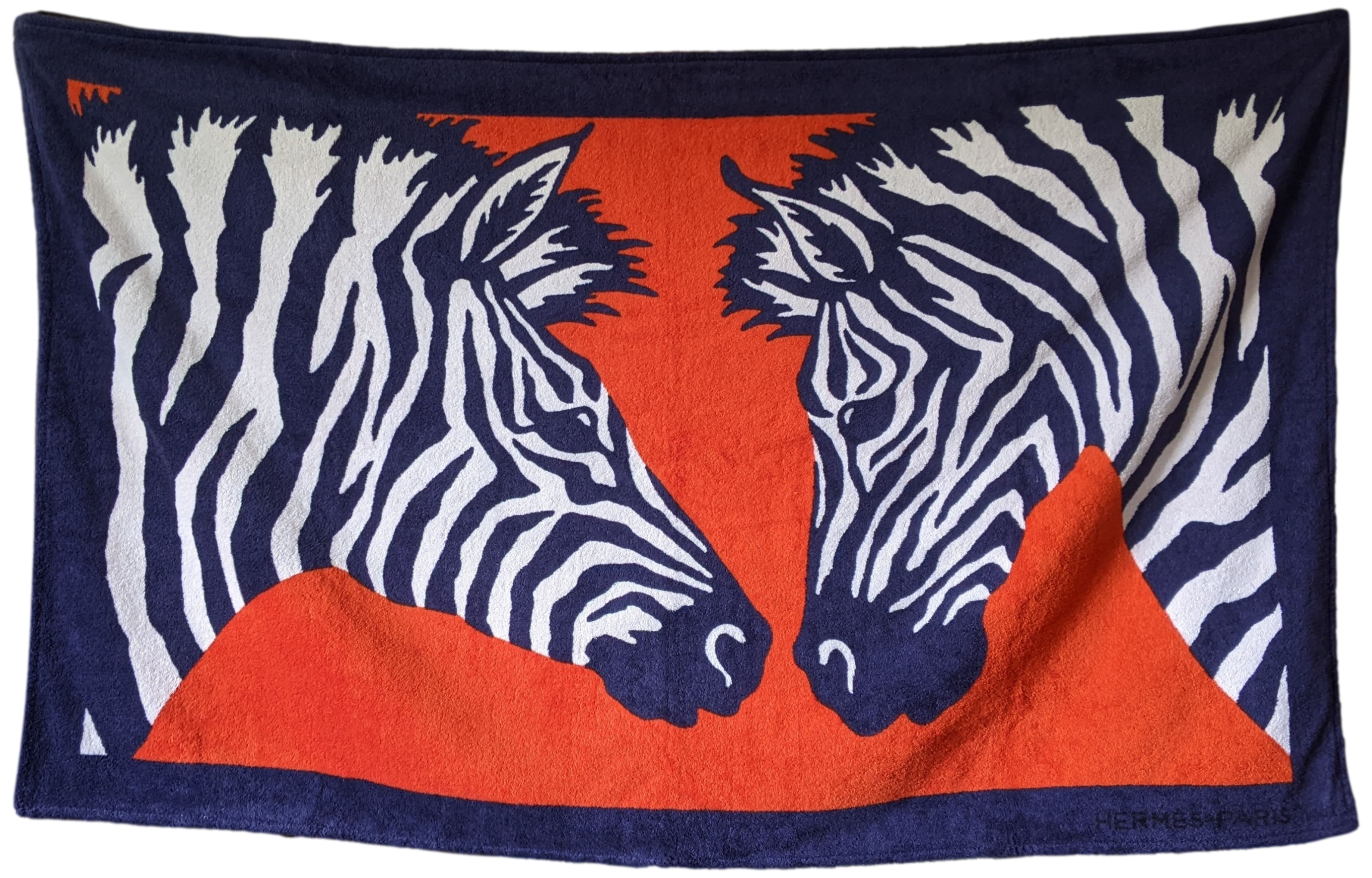 HERMES ZEBRA TWINS Tapis de Plage Terry Beach Towel 90 x 150 cm;