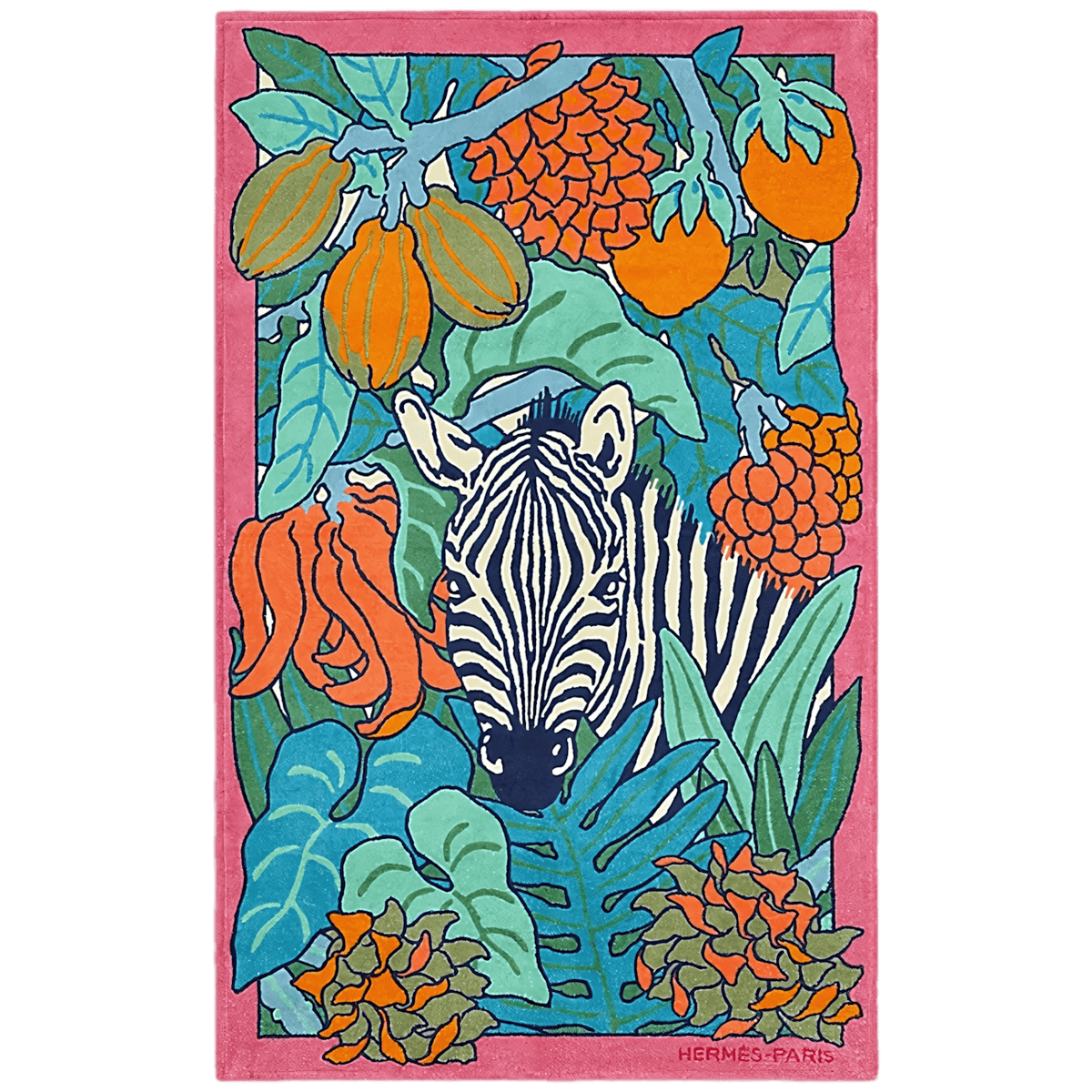 HERMES Plage Zebre Au Coeur de l Ete Beach Towel GM 90 x 150 cm