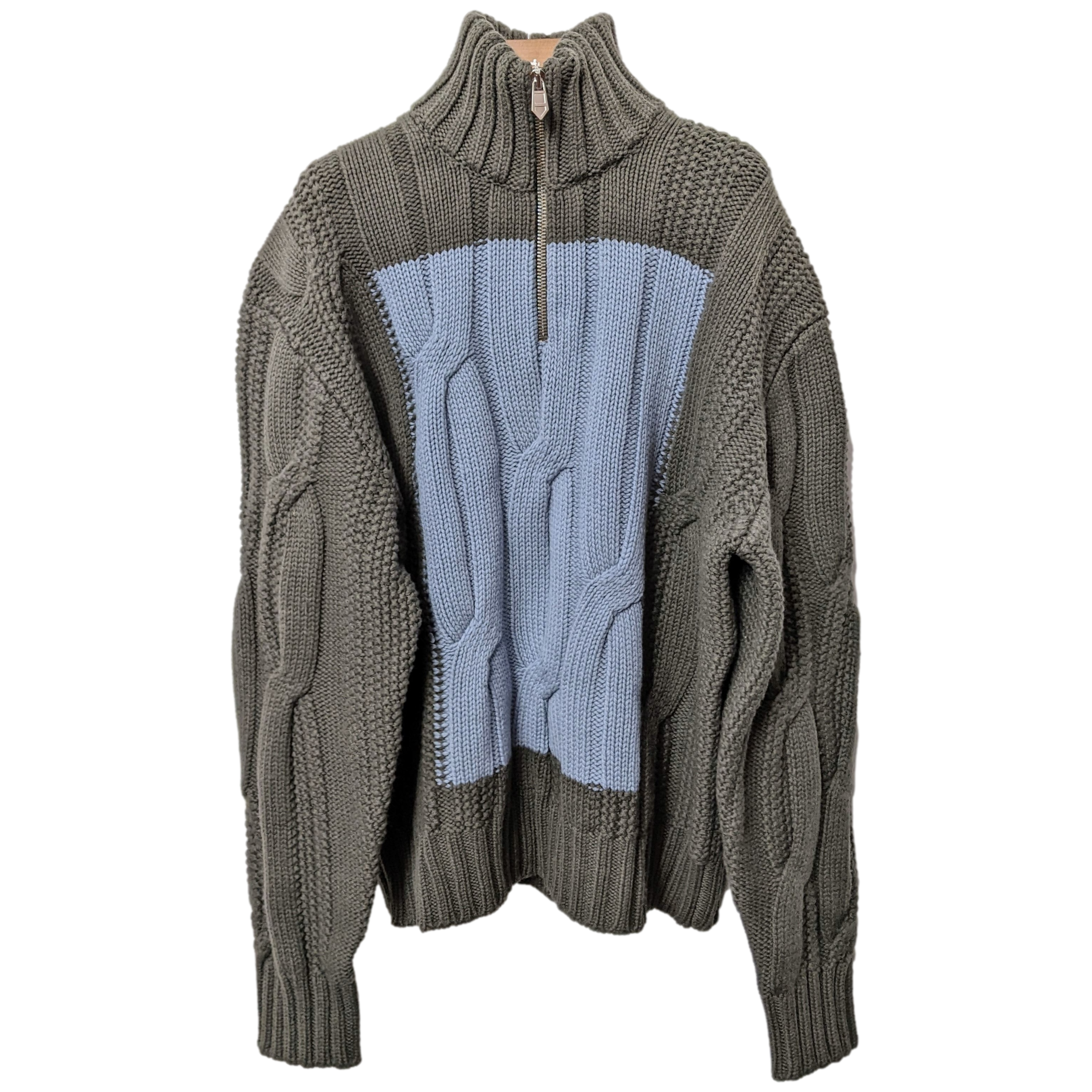 HERMES PULL CAMIONEUR BLOCK TORSADE Zipped Roll Neck Jumper Sweater XL