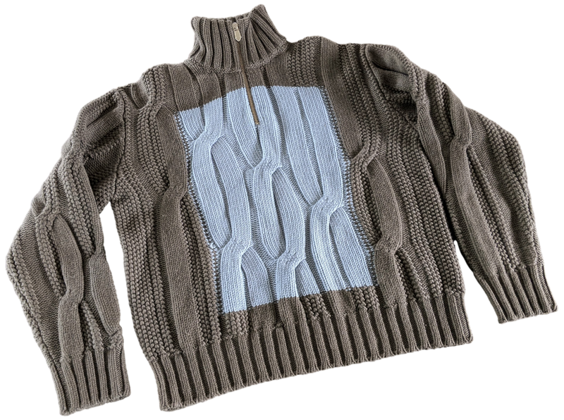 HERMES PULL CAMIONEUR BLOCK TORSADE Zipped Roll Neck Jumper Sweater XL